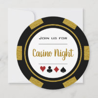 Noite de Cassino Ficha de Poker Preta e Branca Dou