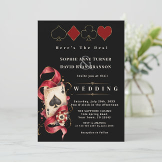 Convites Noite de Cassino Glam Glam em Aquarela Casamento B