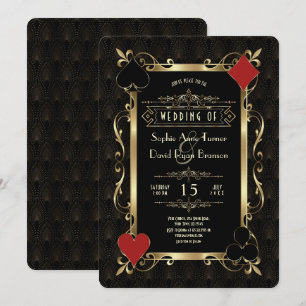 Convites Noite de Cassino Glam Ouro Art Deco 20s Casamento 