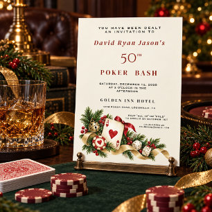 Convites Noite de Cassino Glamouroso de Férias Poker Bash A