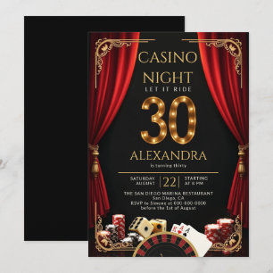 Convites Noite de Cassino Vegas Poker Roleta Aniversário de