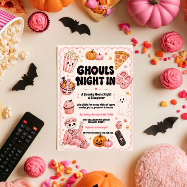 Convites Noite de Cinema de Halloween com Pernoite (Criador carregado)