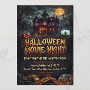 Convites Noite de Cinema de Halloween em Casa Assombrada