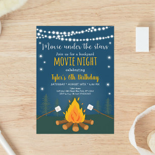 Convites Noite de Cinema de S'mores sob as Estrelas de Aniv