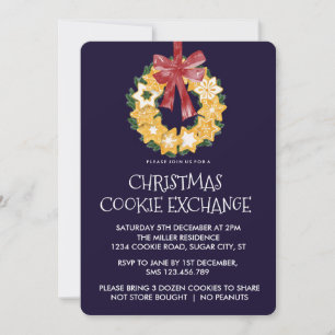 Convites Noite de Cookie de Natal com fundo azul Marinho