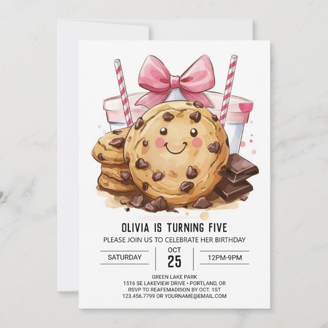 Convites Noite de Cookies Boêmianos Personalizados Simples (Frente)