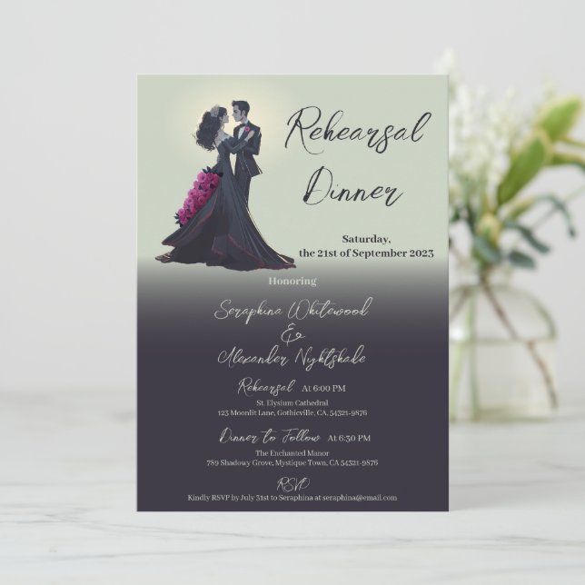 Convites Noite de Ensaios de Casamento de Amantes Góticos R (Em pé/Frente)