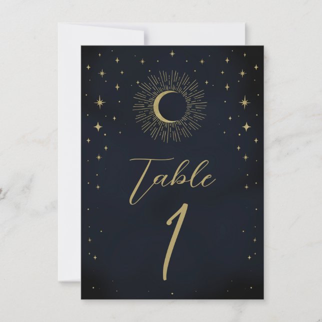 Convites Noite de Estrelas Douradas Número da Mesa de Explo (Frente)