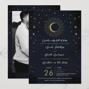 Convites Noite de Estrelas Douradas Rajada Solar Celestial