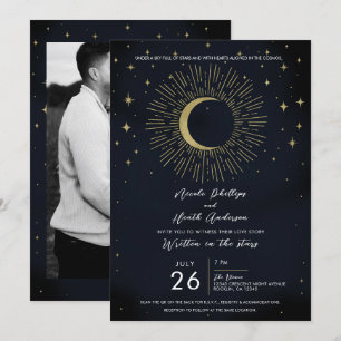 Convites Noite de Estrelas Douradas Rajada Solar Celestial 