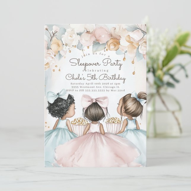 Convites Noite de Festa de aniversário de soneca Aniversári (Em pé/Frente)