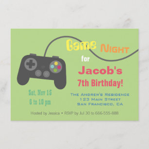 Convites Noite de Festa de Videojogos com Controlo de Jogo