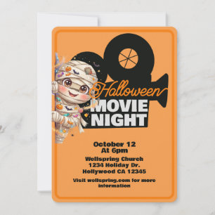 Convites Noite de Filme de Halloween Múmia Fofa