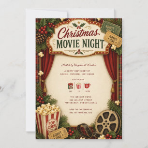 Convites Noite de Filme de Natal Festa de Férias de Natal 