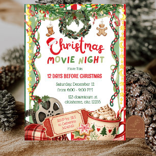 Convites Noite de Filme de Natal Quirky Whimsy