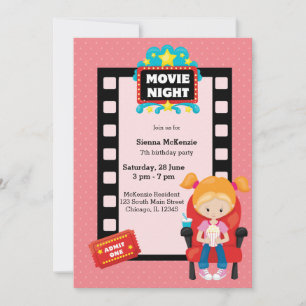 Convites Noite de filme * escolha a cor de fundo