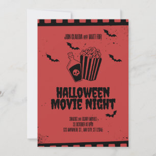 Convites Noite de Filme Retrô Pipoca Assustadora e Hall da 