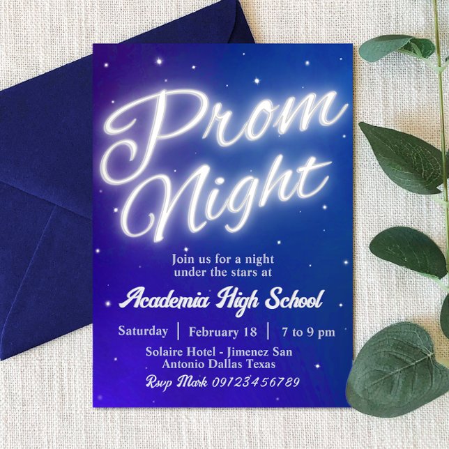 Convites Noite de Formatura - Sob as Estrelas  (Prom Night - Under the Stars Invitation)
