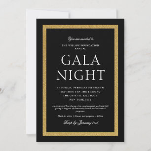 Convites Noite de Gala Preta e Dourada Elegante