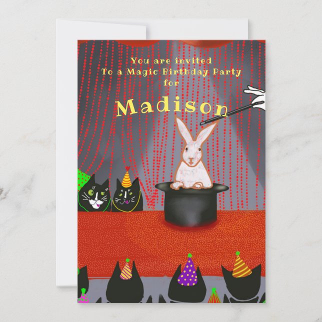 Convites Noite de Gato Engraçado para Crianças (Frente)