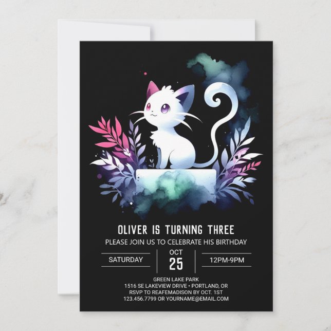 Convites Noite de Gato Mínimo e Cortado (Frente)