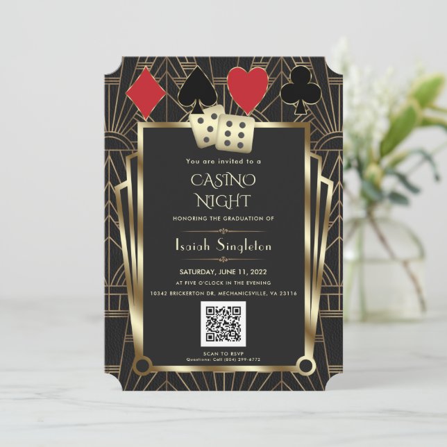 Convites Noite de Graduação no Elegante Cassino de Las Vega (Em pé/Frente)