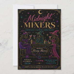 Convites Noite de Halloween das Misturadoras da Meia-Noite