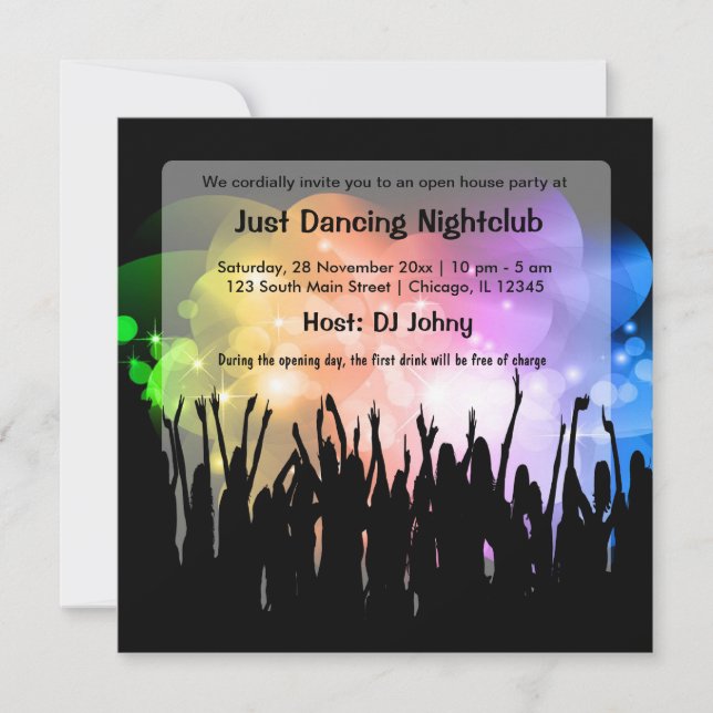 Convites Noite de inauguração da discoteca (Frente)