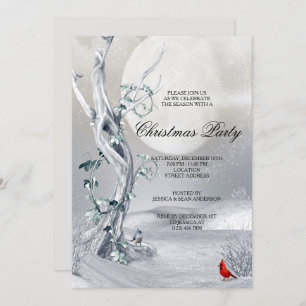 Convites Noite de inverno Cena e Cardeais Festa de Natal