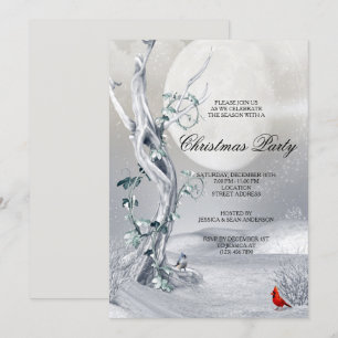 Convites Noite de inverno Cena e Cardinals Festa de Natal