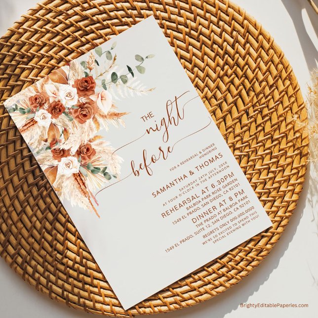 Convites Noite de Jantar de Rehearsal de Caligrafia Elegant (Criador carregado)