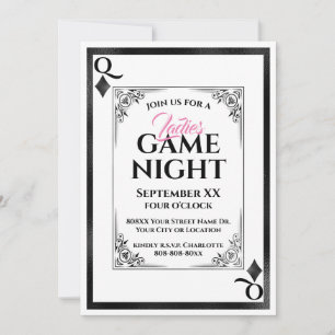 Convites Noite de Jogos das Senhoras Rainha de Diamantes