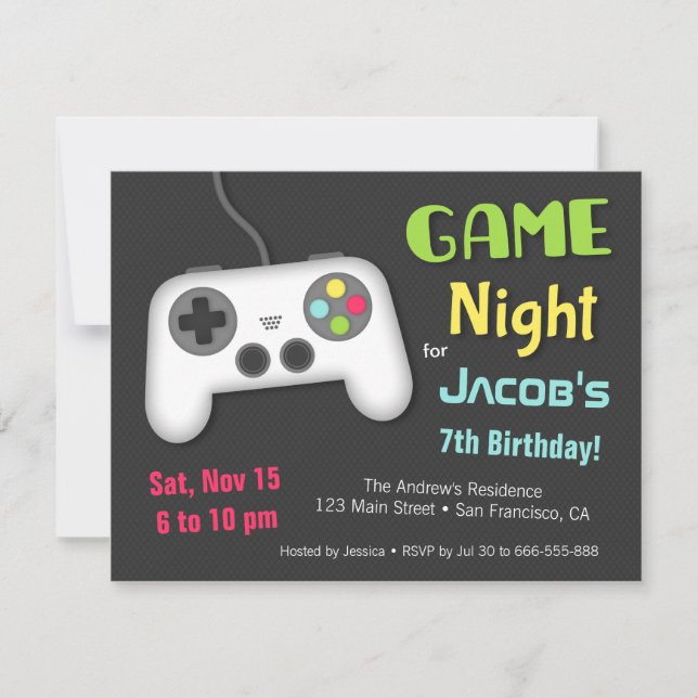 Convites Noite de Jogos de Vídeo dos Chill Boys na Festa de (Frente)