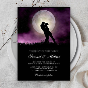 Convites Noite de Lua Cheia Céu Romântico Casal Casamento