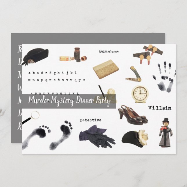 Convites Noite de Mistério de Assassinato que o fez Jantar (Frente/Verso)