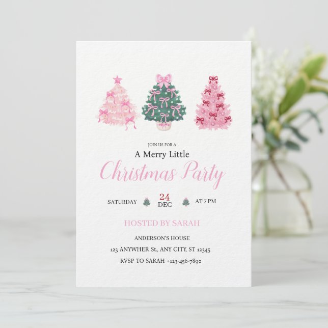 Convites Noite de Natal das Meninas Alegres Festa de Natal  (Em pé/Frente)