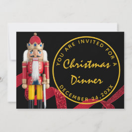Convites Noite de Natal Jantar Preto Vermelho Dourado Solda