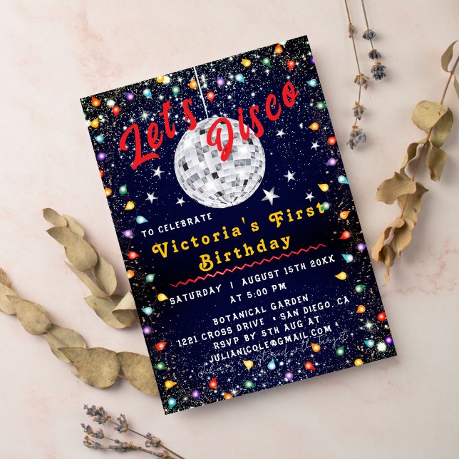 Convites Noite de Noite de Noite de Festa de Bola Disco Gro (Criador carregado)
