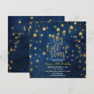 Convites Noite de Ouro Azul Sob o Céu Cheio de Estrelas Cel