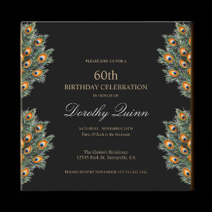 Convites Noite de Penas de Penas de Peacock Moderna com Aqu