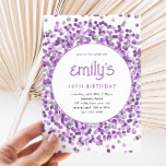 Convites Noite de Playday de Confetti com Lágrimas Roxas<br><div class="desc">Este convite de aniversário brilhante de configuração divertida apresenta brilho dourado brilhante e texto personalizado. Opções adicionais para texto e layout estão disponíveis se você optar por personalizar ainda mais.</div>