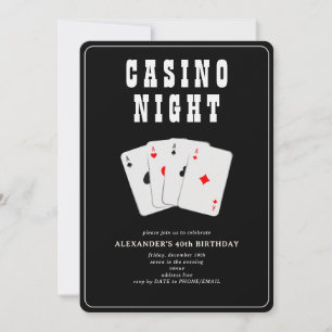 Convites Noite de Pôquer Blackjack no Cassino de Vegas Fest