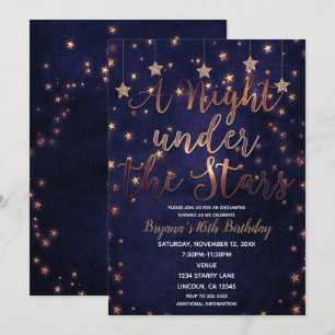 Convites Noite de Púrpura e Ouro Sob as Estrelas Céu Celest