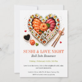 Convites Noite de Sushi e Amor - Sushi de Dia dos Namorados