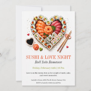 Convites Noite de Sushi e Amor - Sushi de Dia dos Namorados