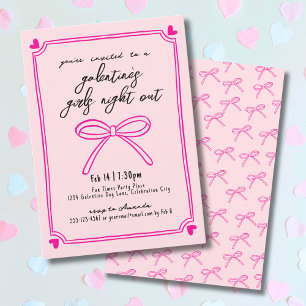 Convites Noite Desenhada à Mão das Garotas Dia de Galentine
