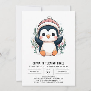 Convites Noite digital de pinguim branco