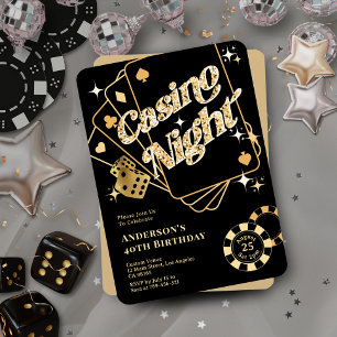 Convites Noite Dourada e cinza de Vegas Casino