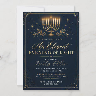 Convites Noite Elegante de Luz do Hanukkah
