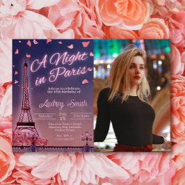 Convites Noite em Paris - Aniversário com foto